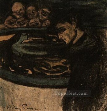 Allegorie jeune homme femme et grotesques 1899 Cubists Oil Paintings